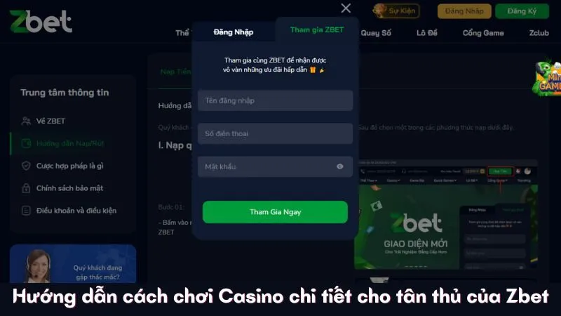 Hướng dẫn cách chơi Casino chi tiết cho tân thủ của Zbet