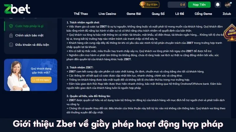 Giới thiệu Zbet về giấy phép hoạt động hợp pháp