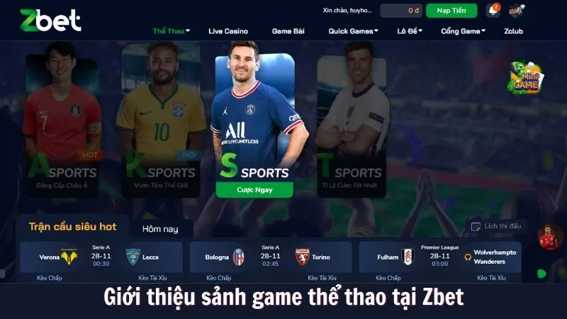 Giới thiệu sảnh game thể thao tại Zbet